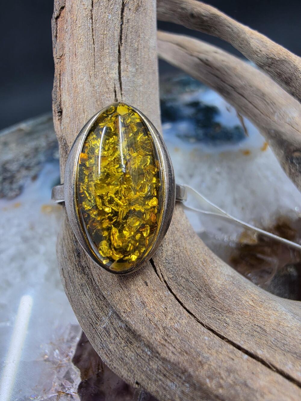 Amber sterling Silver 925 ring size 9